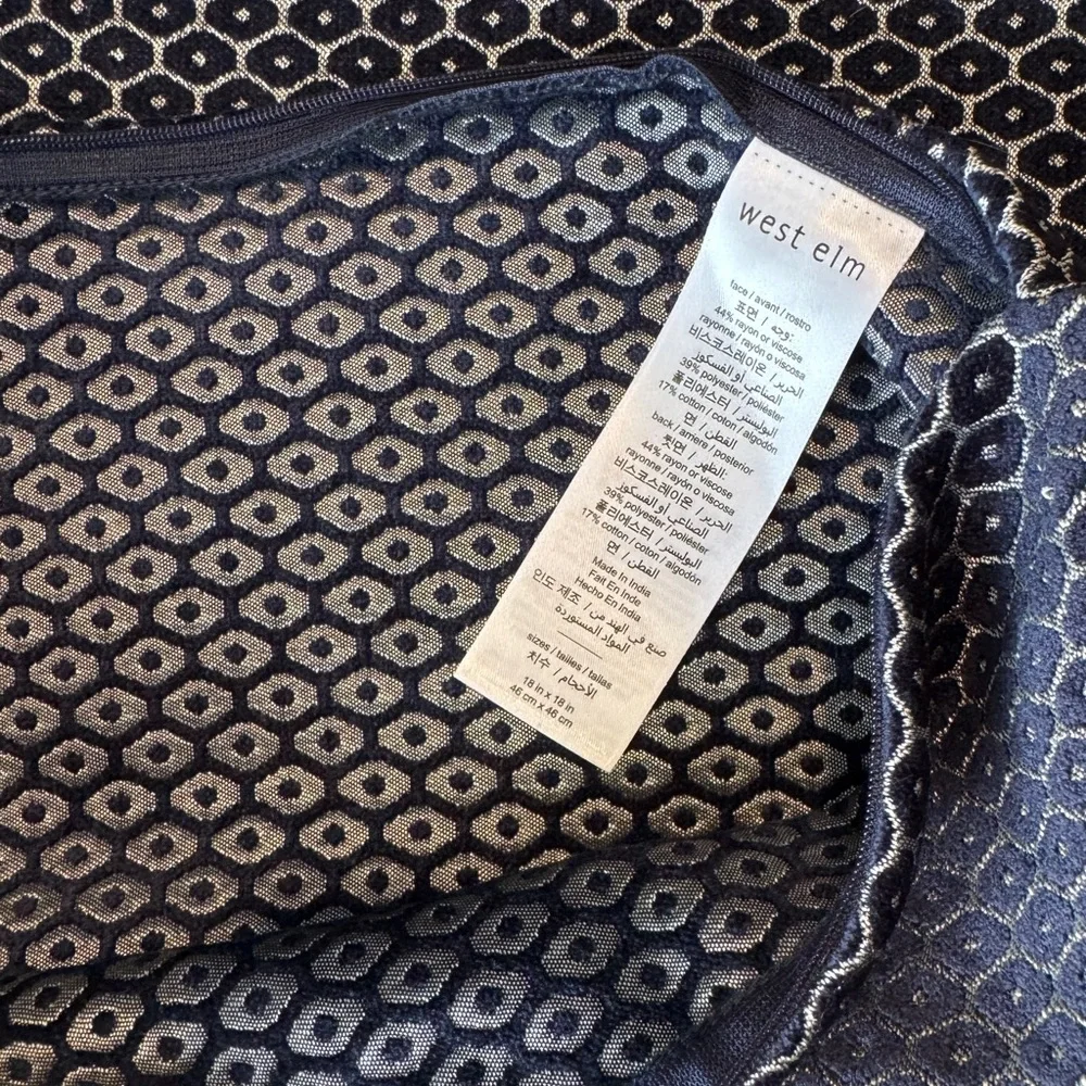 West Elm NWOT Midnight Blue Patterned Pillow Cover